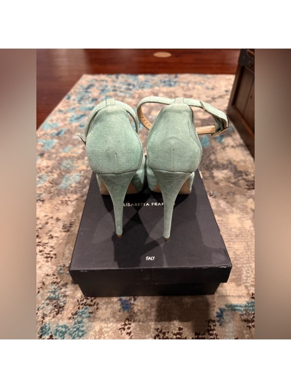 Elisabetta Franchi Mint Green Peep Toe Heels - Picture 4 of 6